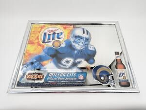 Miller Lite Vintage Super Bowl 36 LA Rams Football Bar Mirror Decor 26" x 20"